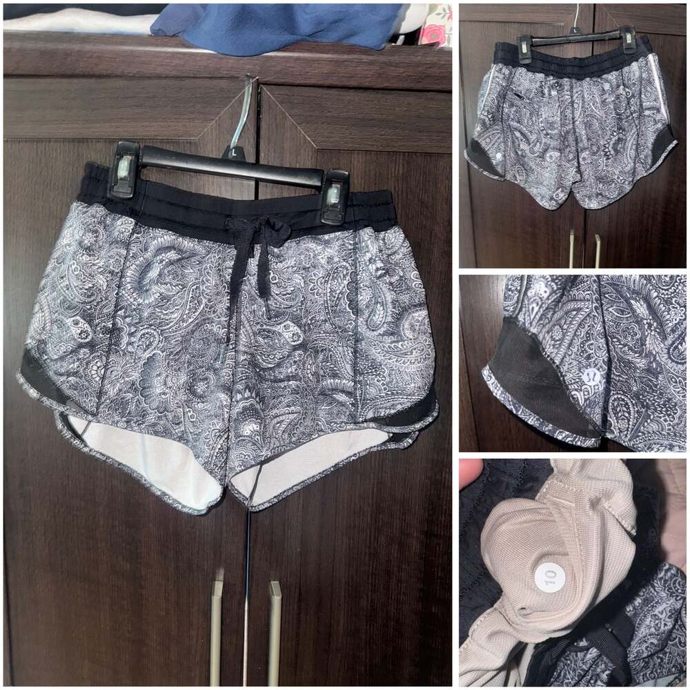 Lululemon Hotty Hot Shorts Mini Antique Paisley Black White